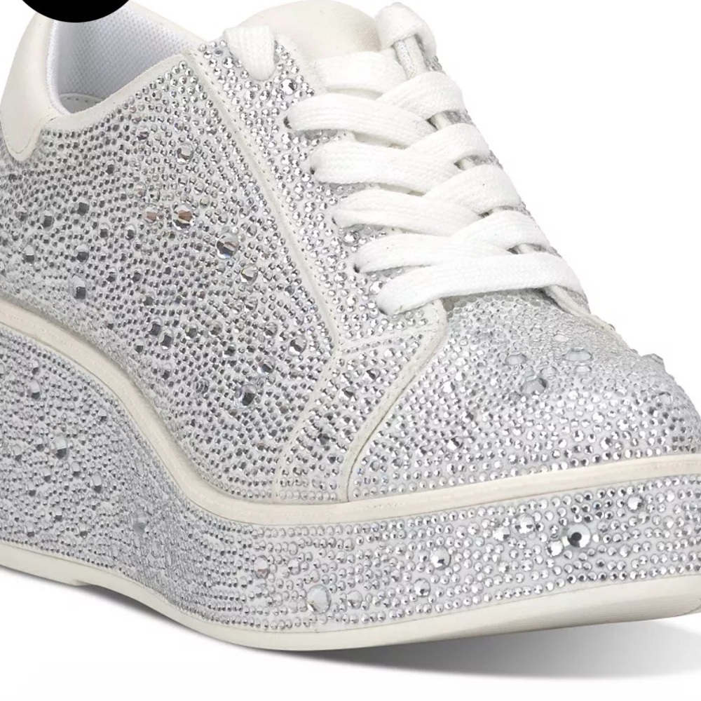 INC International Concepts Silver Bling Aideen Embellished Wedge Sneakers